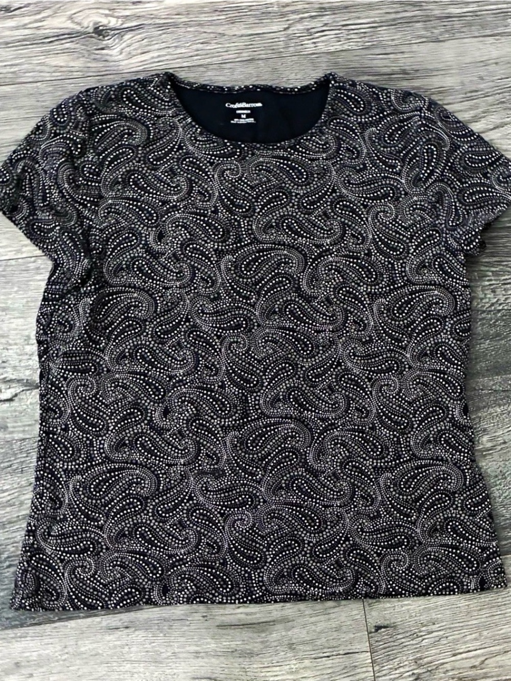 croft & barrow Black Paisley Dot Short-Sleeve Tee